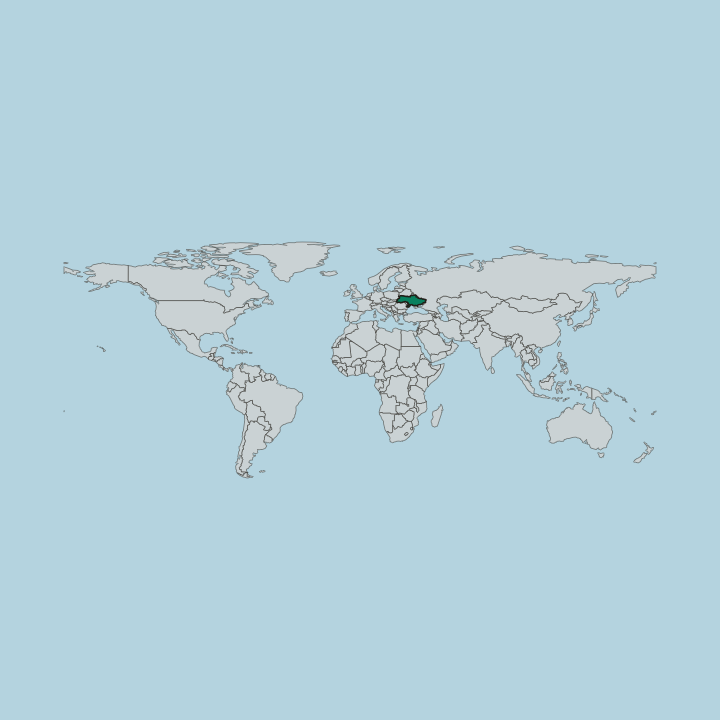 Map showing Ukraine — Worldwide
