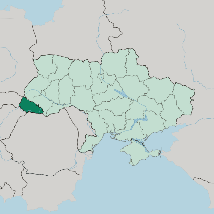 Map showing Zakarpattia Oblast — In Ukraine