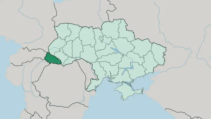 Map of Zakarpattia Oblast in Ukraine