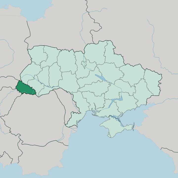 Map showing Zakarpattia Oblast — In Ukraine
