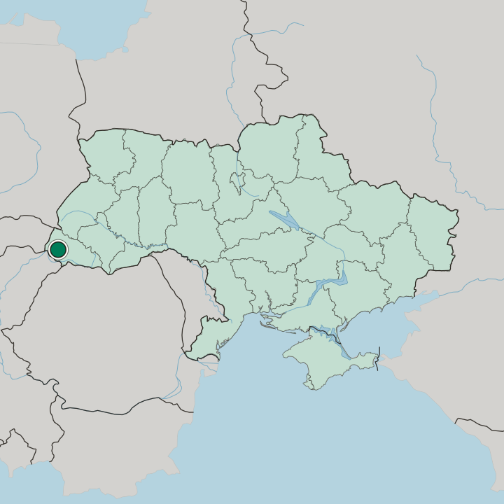 Map showing Mukachevo — In Ukraine