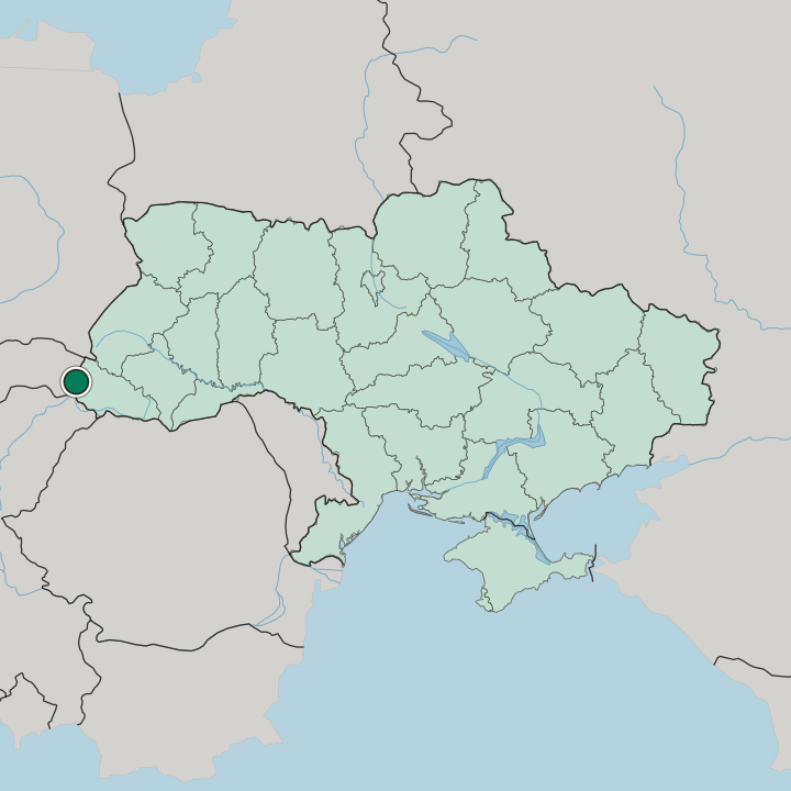 Map showing Uzhhorod — In Ukraine