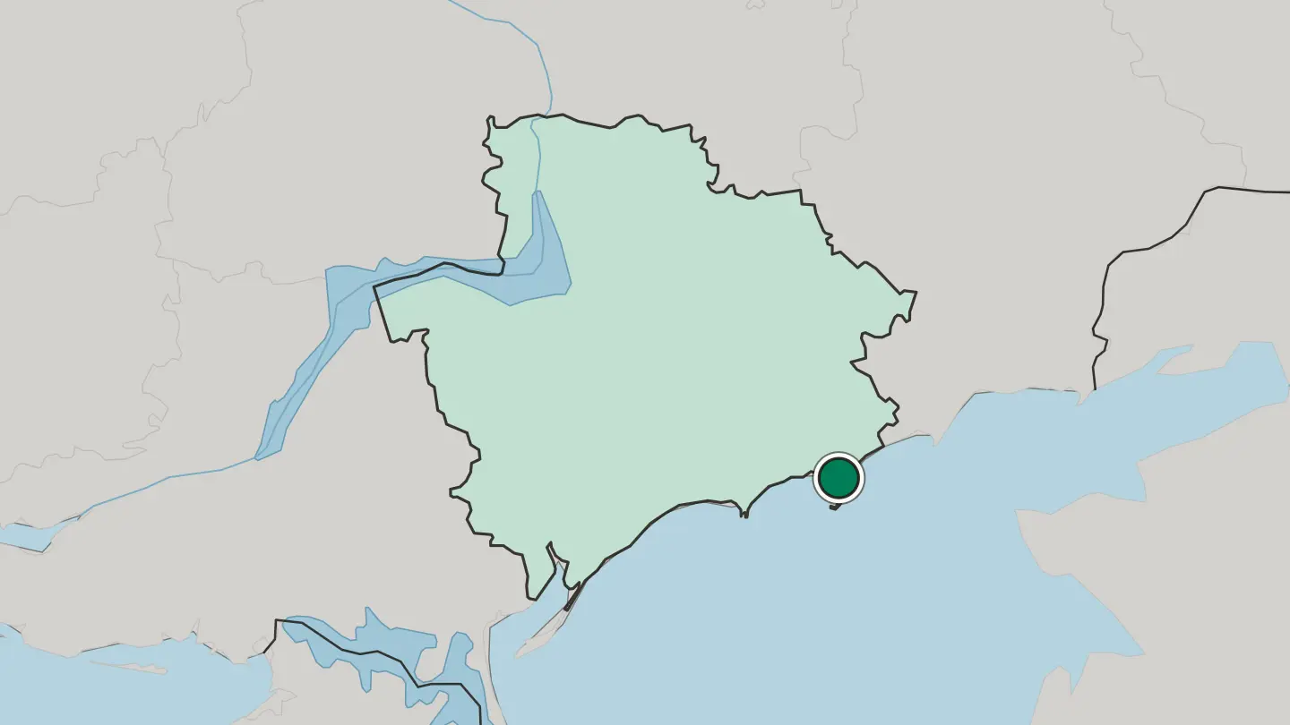 Map of Berdyansk in Ukraine