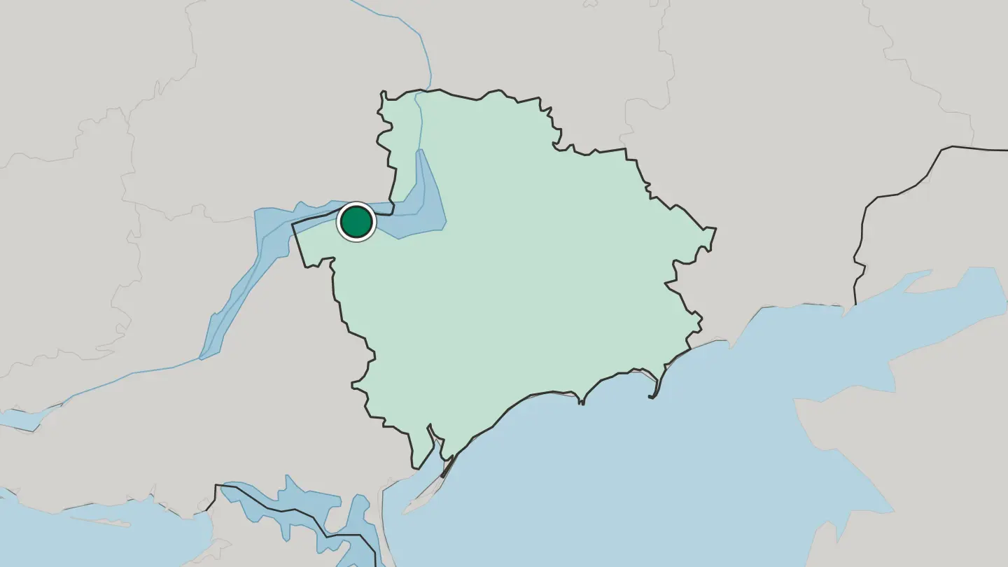 Map of Enerhodar in Ukraine