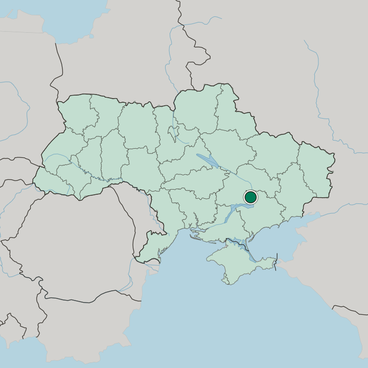 Map showing Verkhnya Khortytsia — In Ukraine