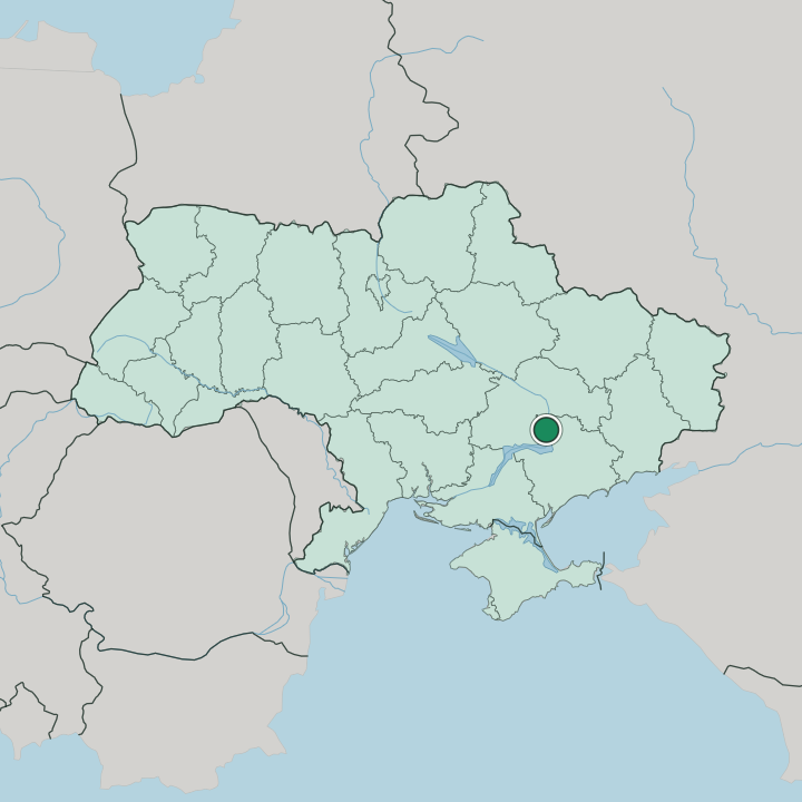 Map showing Zaporizhzhya — In Ukraine
