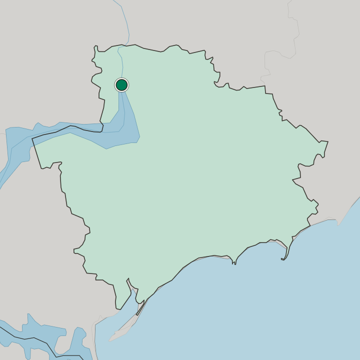 Map showing Verkhnya Khortytsia — In Zaporizhzhya Oblast