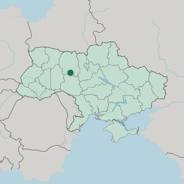 Map showing Berdychiv — In Ukraine