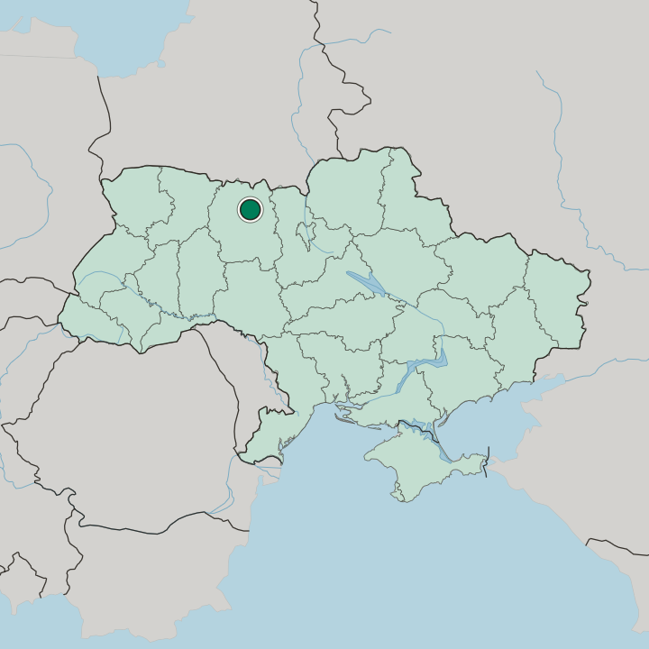 Map showing Korosten — In Ukraine