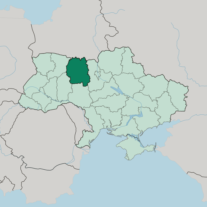 Map showing Zhytomyr Oblast — In Ukraine