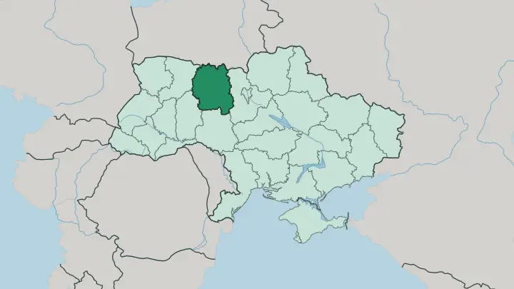 Map of Zhytomyr Oblast in Ukraine