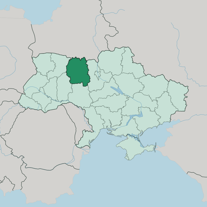 Map showing Zhytomyr Oblast — In Ukraine