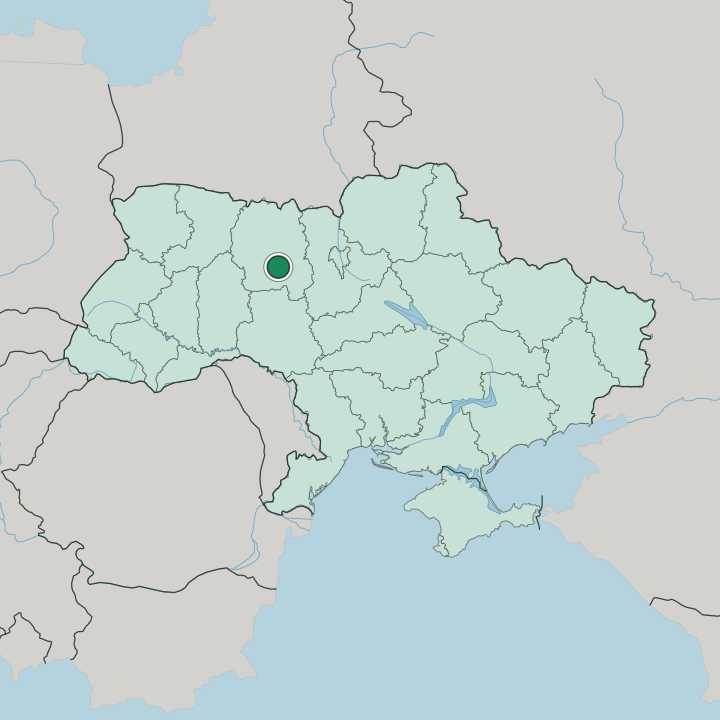 Map showing Zhytomyr — In Ukraine