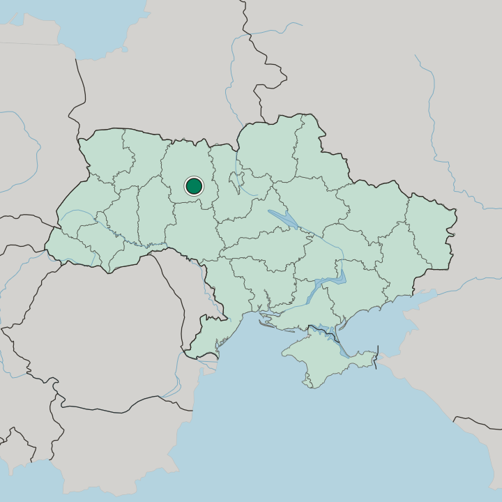 Map showing Zhytomyr — In Ukraine