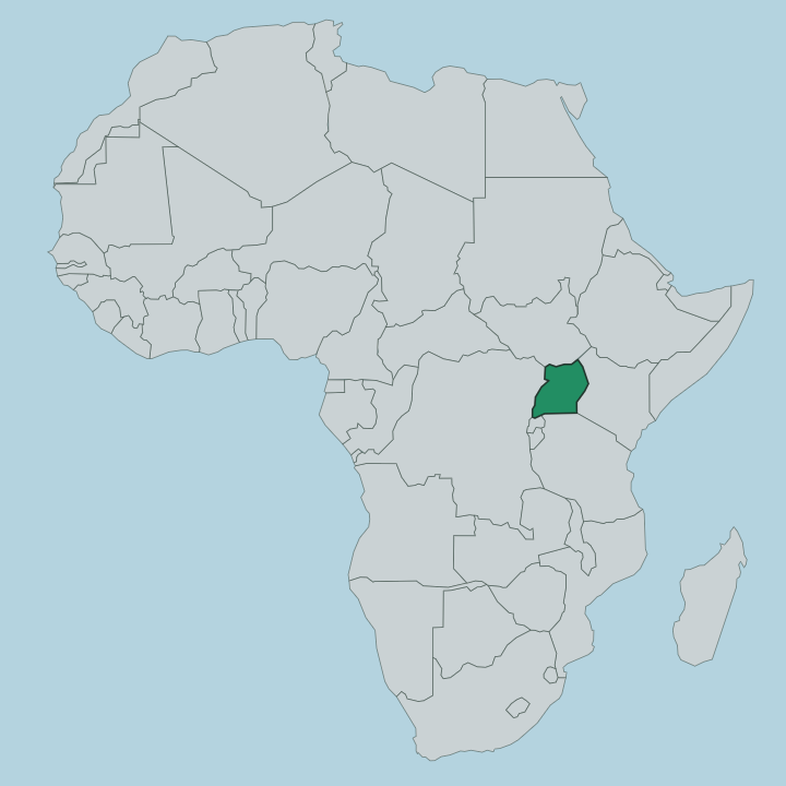 Map showing Uganda — In Africa