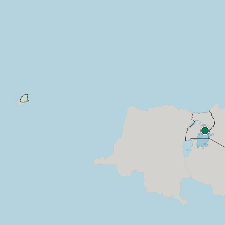 Map showing Jinja — In Eastern Region