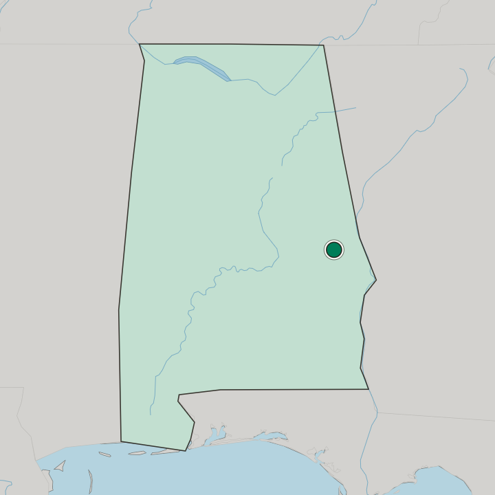 Map showing Auburn — In Alabama