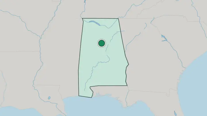 Map of Birmingham in United States