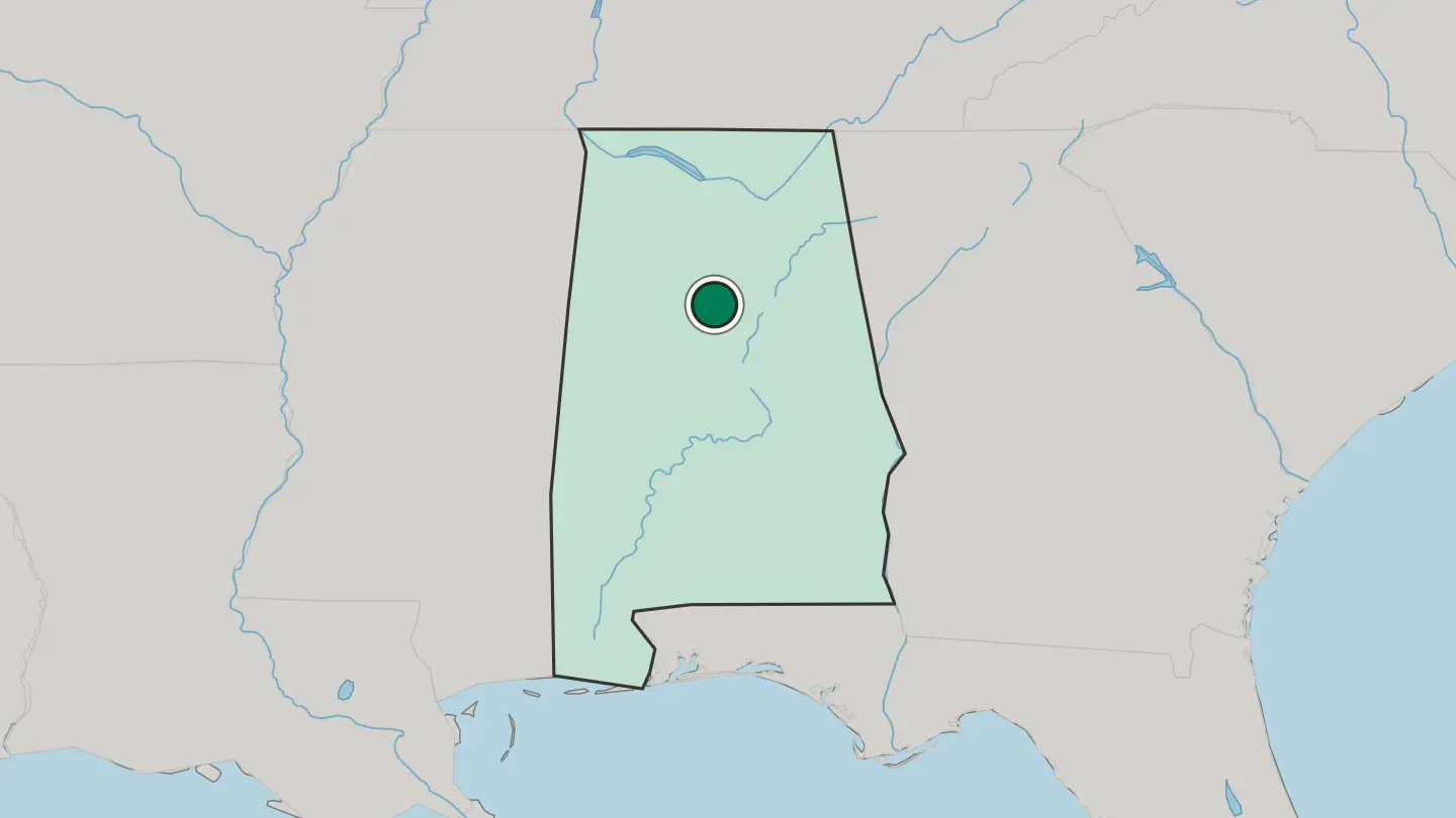 Map of Birmingham in United States