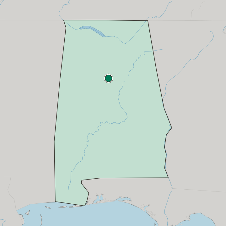 Map showing Birmingham — In Alabama