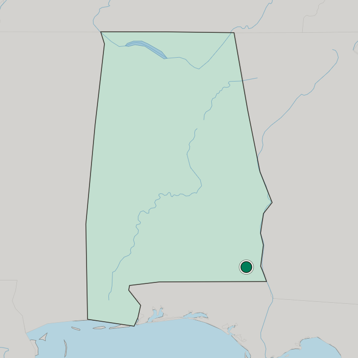 Map showing Dothan — In Alabama
