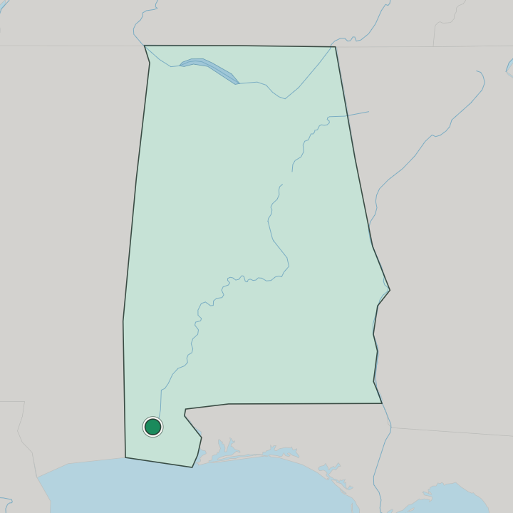 Map showing Mobile — In Alabama