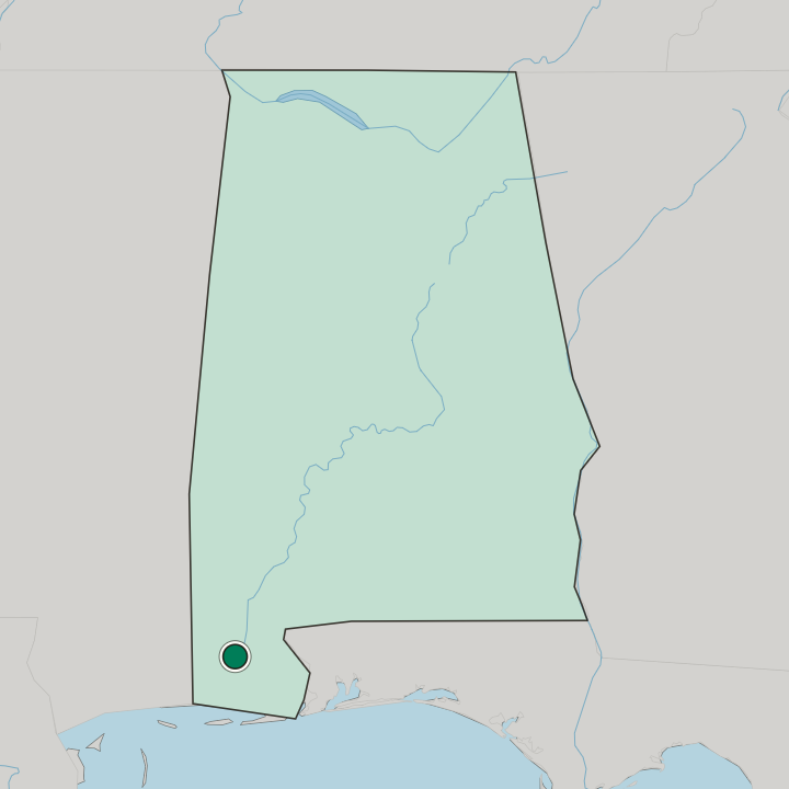 Map showing Mobile — In Alabama