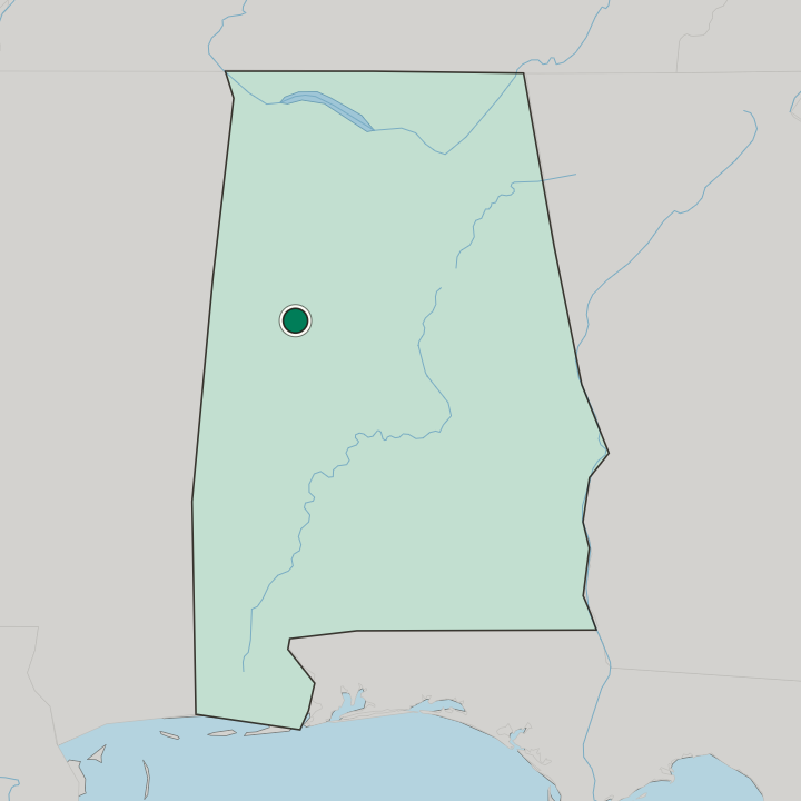 Map showing Tuscaloosa — In Alabama