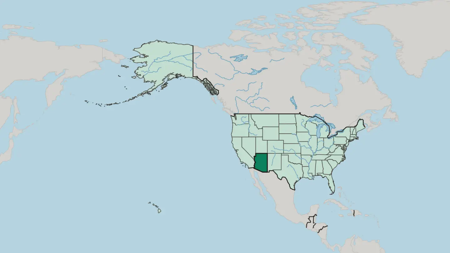 Map of Arizona in United States