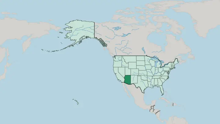 Map of Arizona in United States