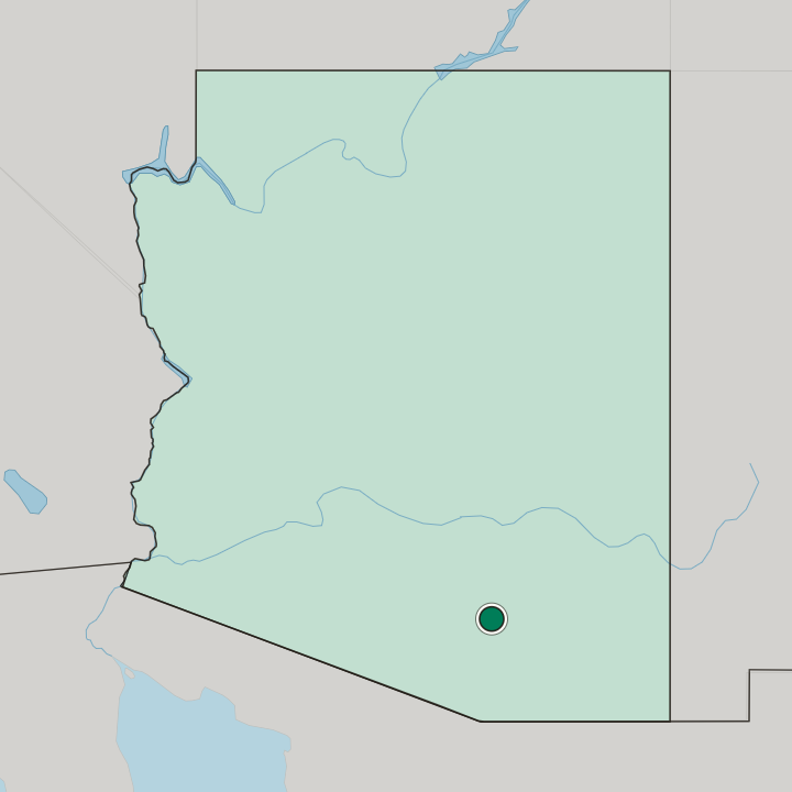 Map showing Tucson — In Arizona