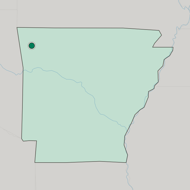 Map showing Fayetteville — In Arkansas