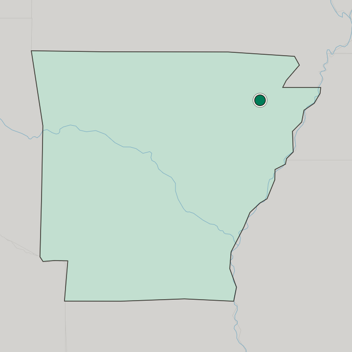 Map showing Jonesboro — In Arkansas