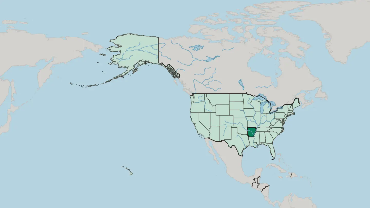 Map of Arkansas in United States