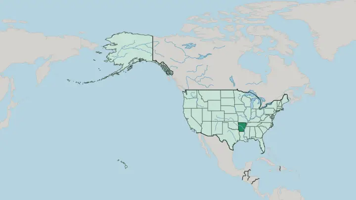 Map of Arkansas in United States