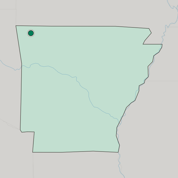 Map showing Rogers — In Arkansas