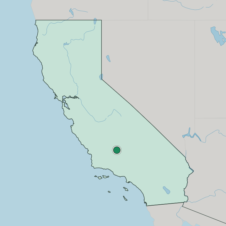 Map showing Bakersfield — In California