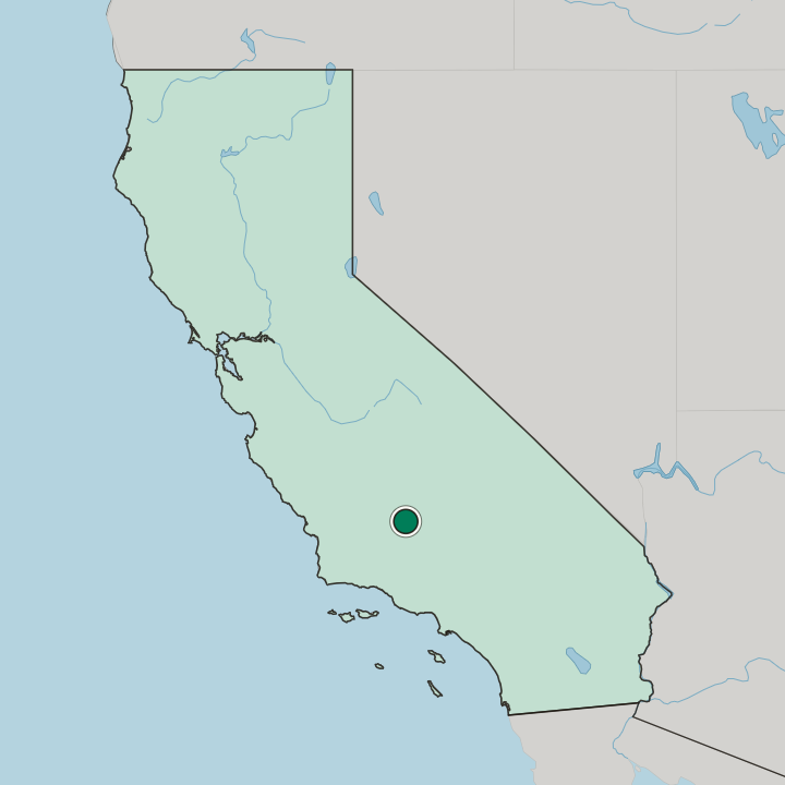 Map showing Bakersfield — In California
