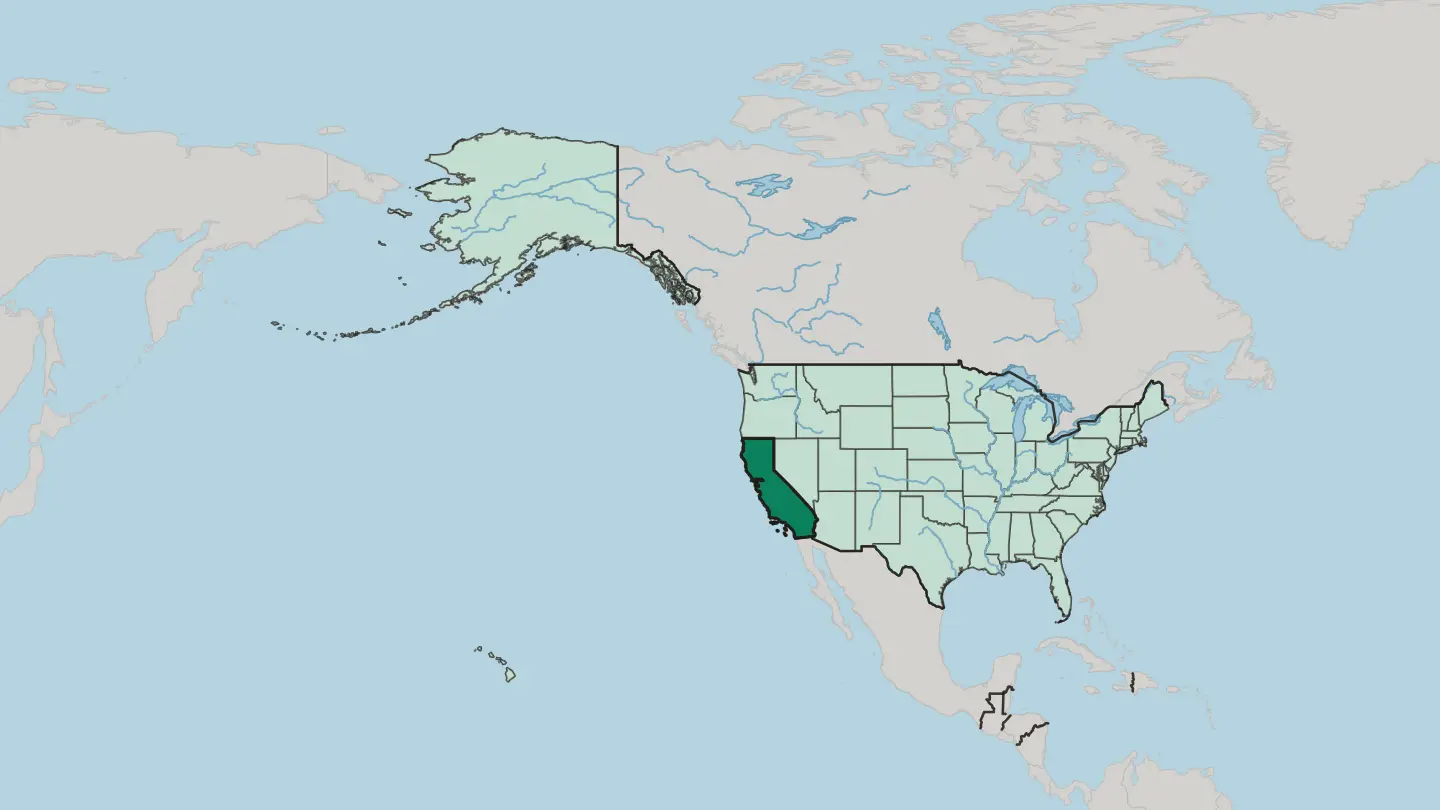 Map of California in United States