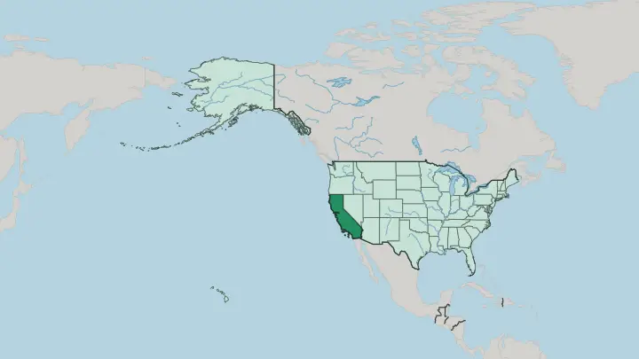 Map of California in United States