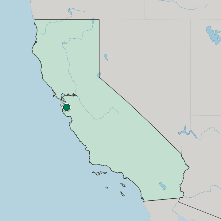 Map showing Palo Alto — In California