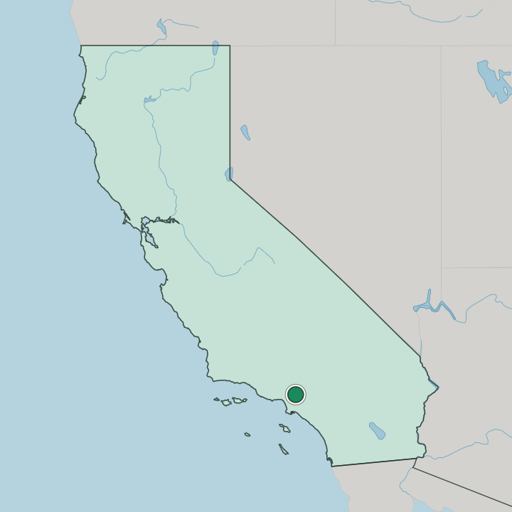 Map showing Pasadena — In California