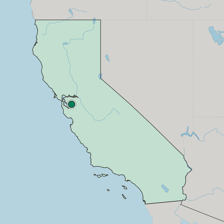 Map showing Pleasanton — In California