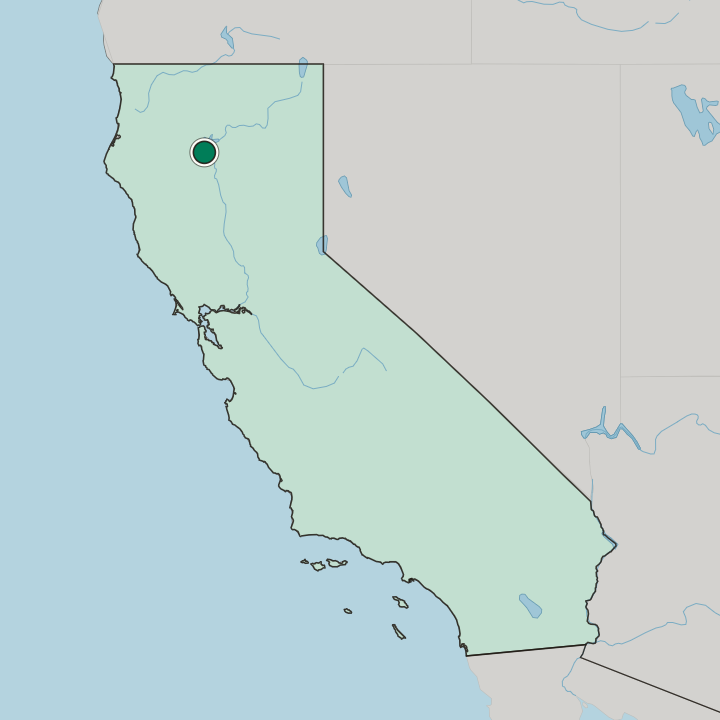 Map showing Redding — In California