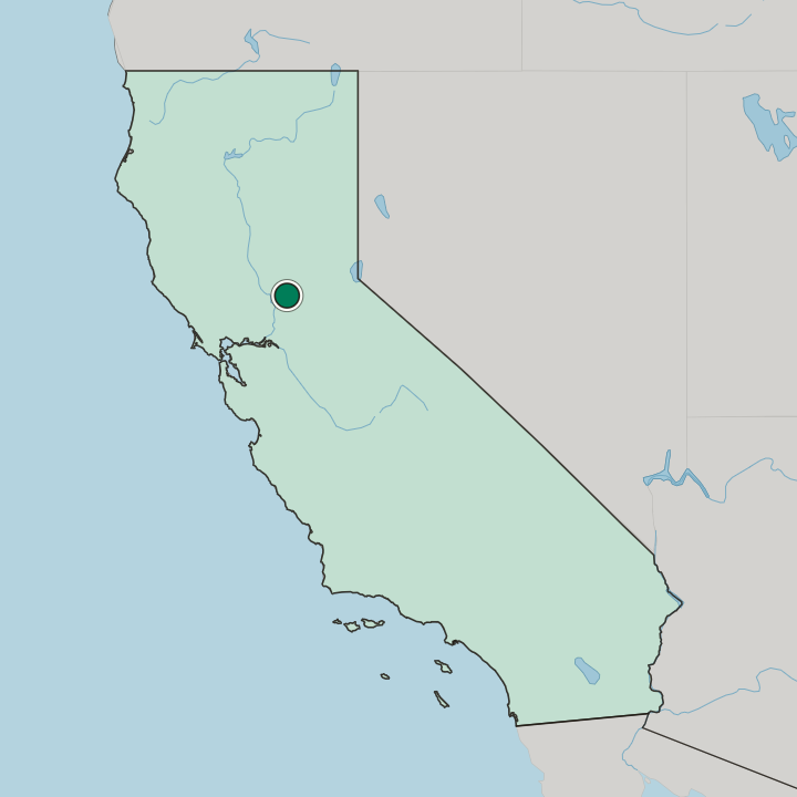 Map showing Roseville — In California