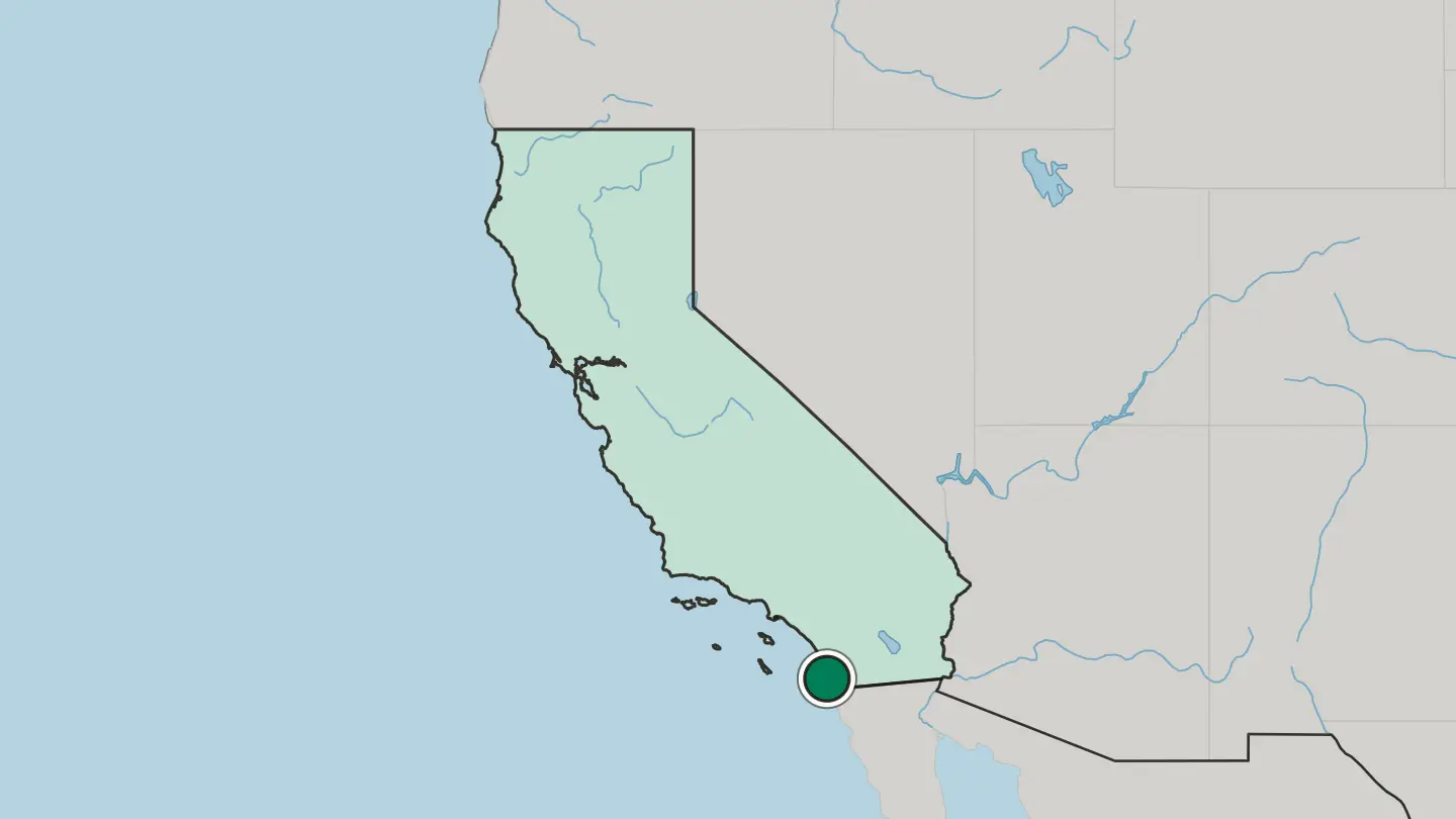 Map of San Diego in United States