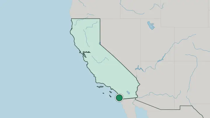 Map of San Diego in United States