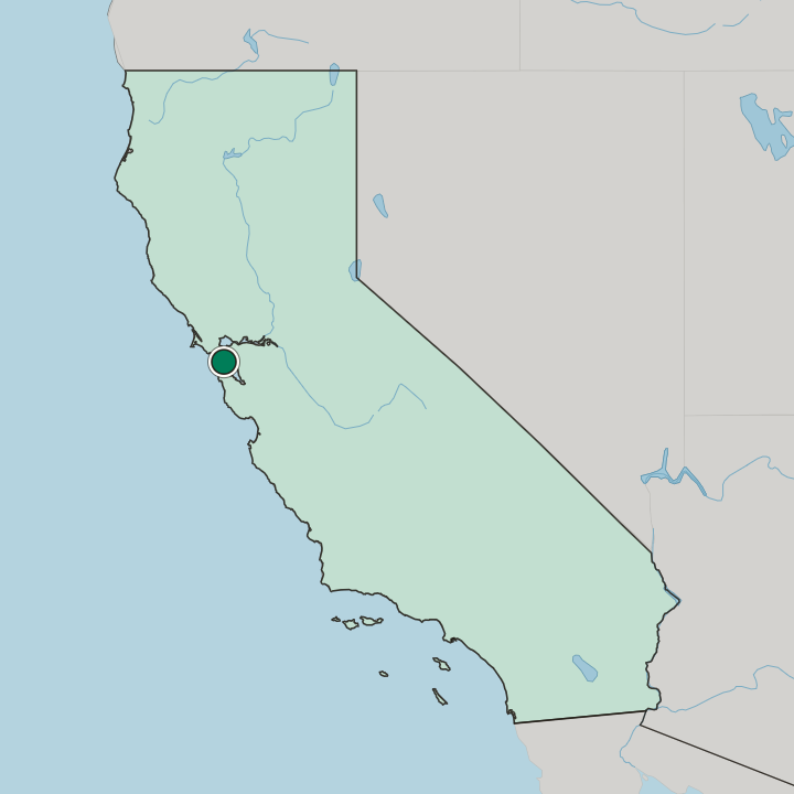 Map showing Barbary Coast — In California