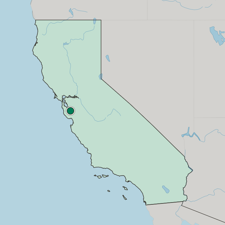 Map showing Santa Clara — In California