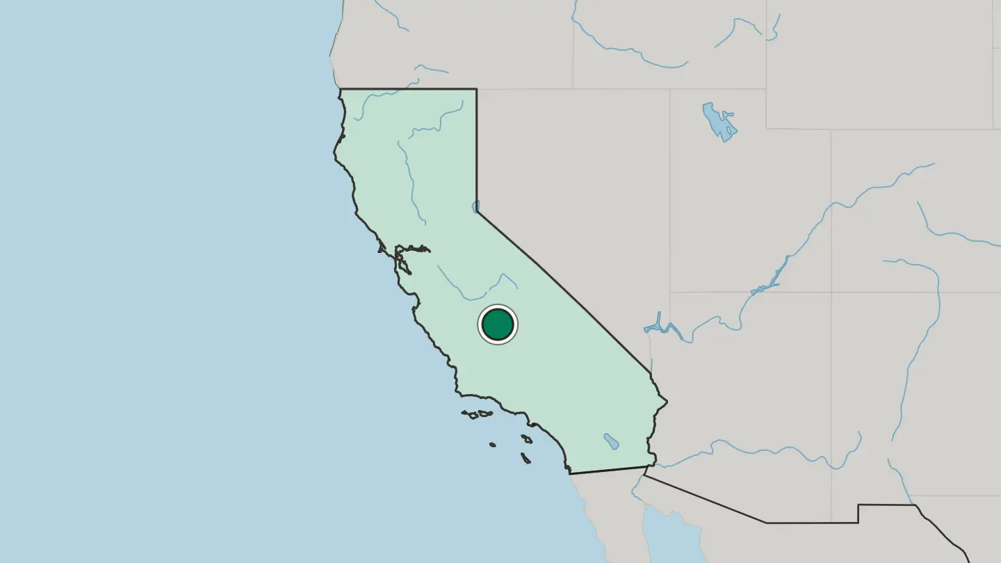 Map of Tulare in United States